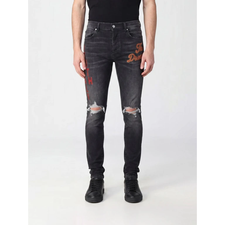 South Cali Skinny Jeans in Stretch Denim with Patches and Distressed Effect (AMBMJE1127904)
