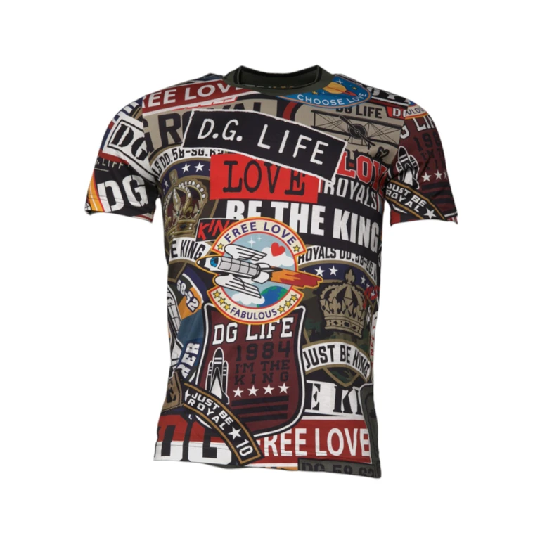 Dolce & Gabbana Multicolor Graphic Print Cotton Crew Neck T-Shirt - Men