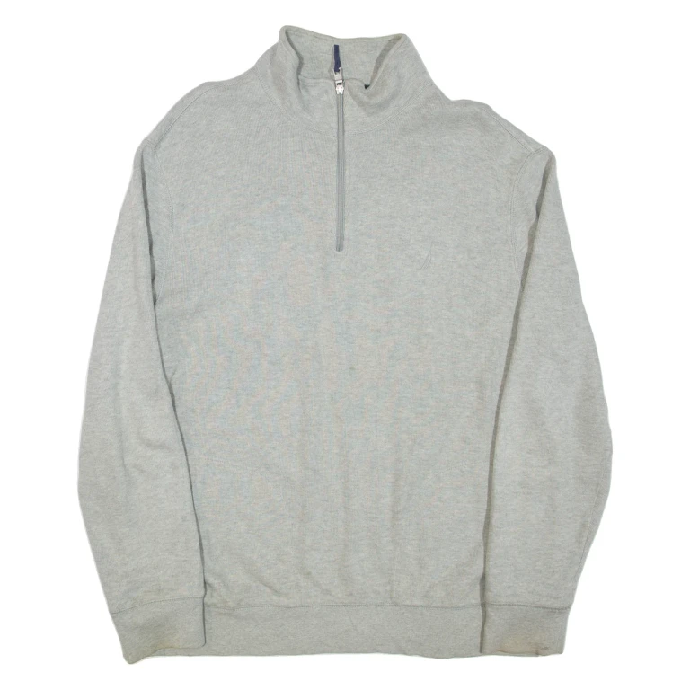 NAUTICA Mens Jumper Grey 1/4 Zip Tight Knit 2XL