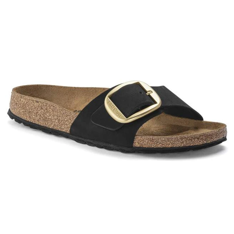 Unisex Madrid Big Buckle Nubuck Leather Black