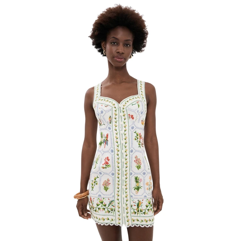 FARM Rio Tropical Mini Dress Tropical Porcelain Off-White XL