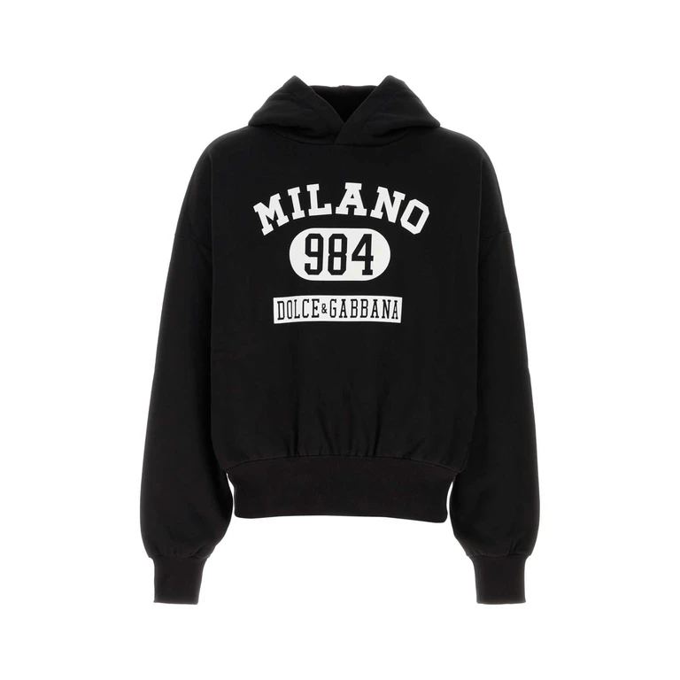 Dolce & Gabbana Black Cotton Sweatshirt Nero Exterior: Felpe - Men