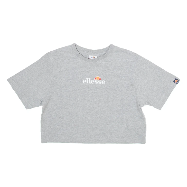 ELLESSE Cropped Womens T-Shirt Grey UK 8