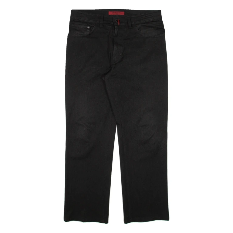 PIERRE CARDIN Mens Trousers Black Regular Straight W34 L30