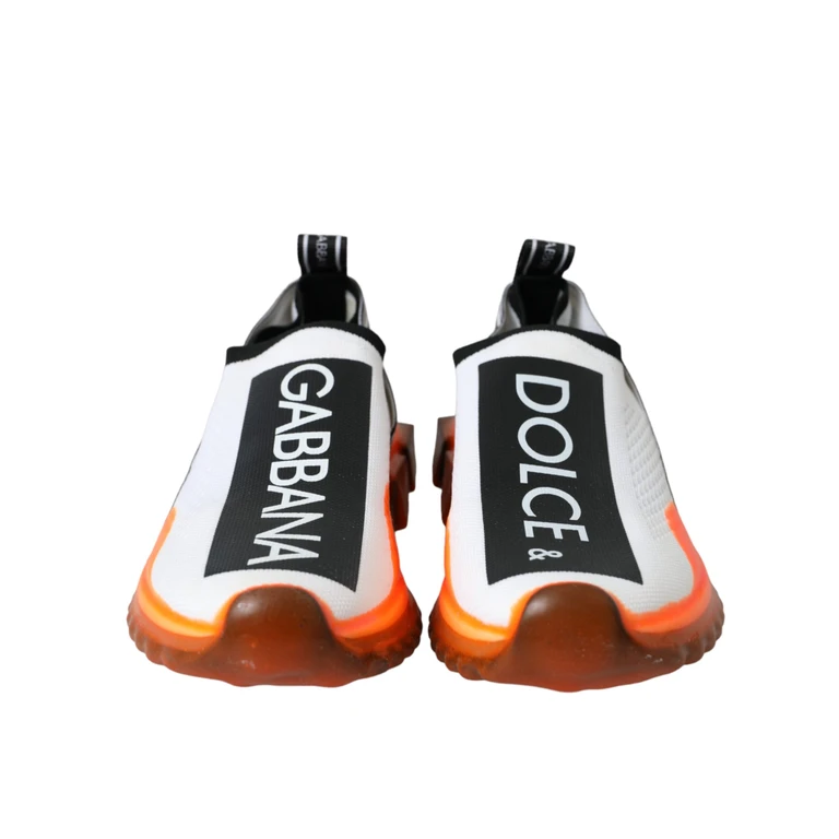 Dolce & Gabbana Black White Orange Slip On Sorrento Sneakers Shoes Black/white - Women