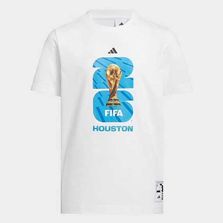 adidas Big Kids FIFA World Cup 26 Host City Houston Graphic Soccer T-Shirt in White Size: XS
