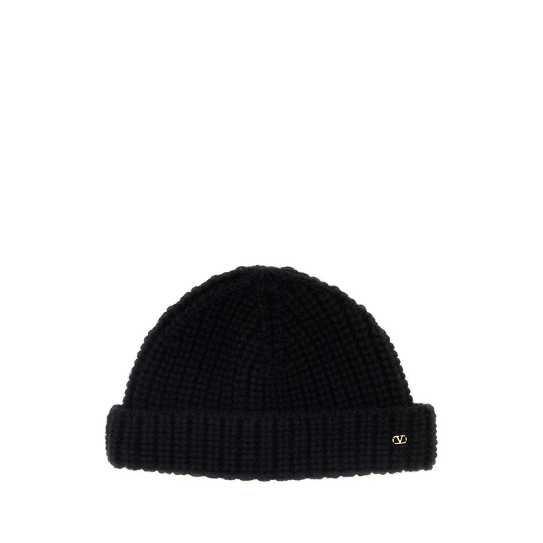Valentino Garavani Black Wool Beanie Hat Nero Exterior: Virgin Cuffie - Men