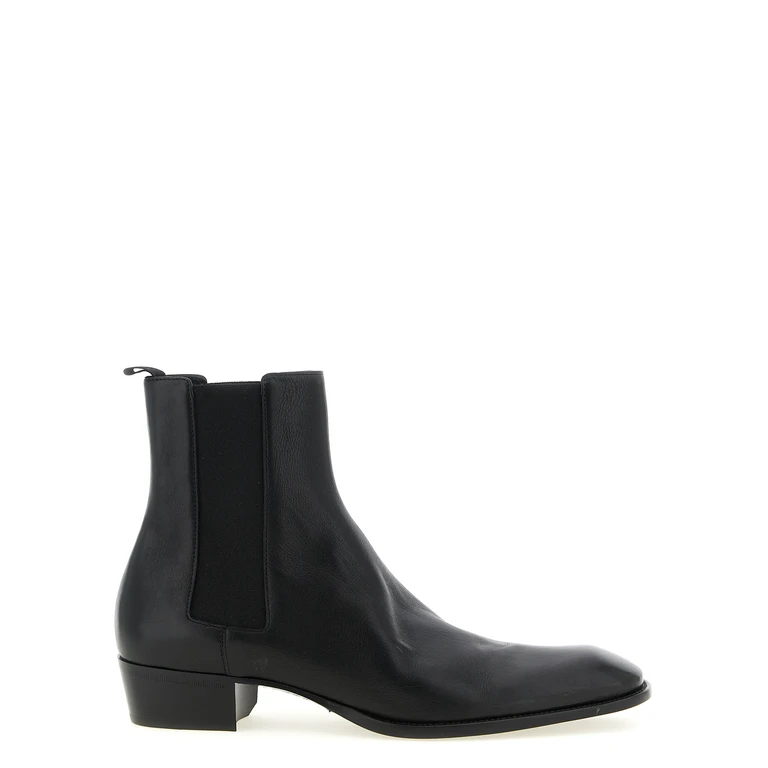 Saint Laurent Black Calfskin Chelsea Boots - Men