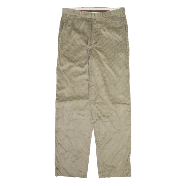 TASSO ELLA Mens Corduroy Trousers Beige Regular Straight W34 L32