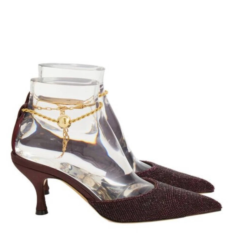 Ferragamo Dana 70 Ankle Chain Pumps, Size 7 C