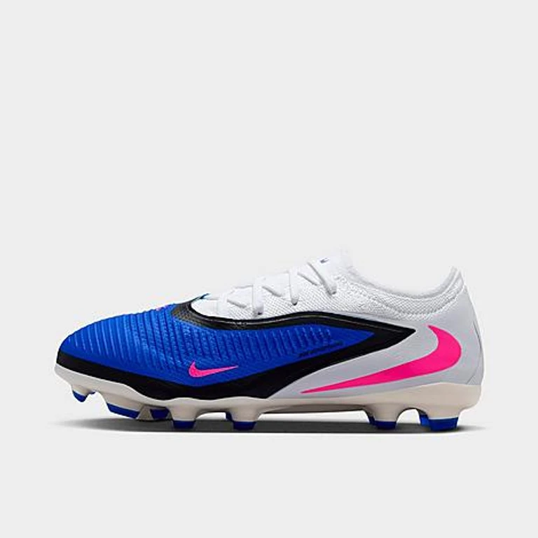 Big Kids Jr. Phantom 6 Low Pro Multi-Ground Soccer Cleats in Racer Blue/White/Pink Blast Size: 1.0