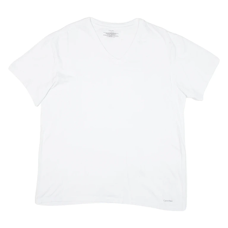 CALVIN KLEIN Mens T-Shirt White V-Neck L