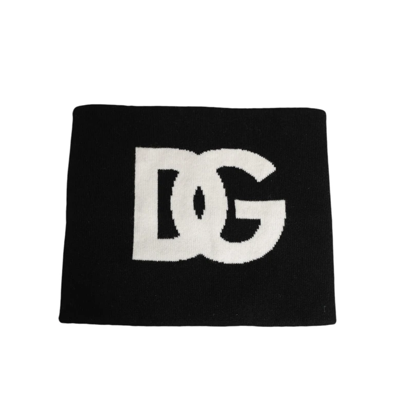 Black D & g Logo Cashmere Knitted Men One Size Scarf And White 01+pa+ws - Men