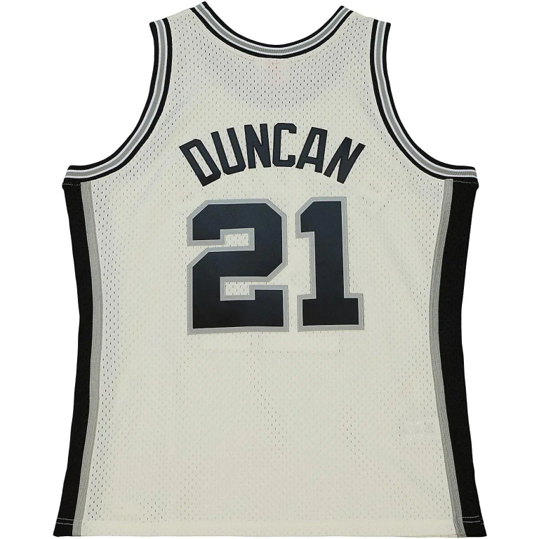 Men's Cream Team Color Swingman Jersey Spurs 1998 Tim Duncan Jerseys