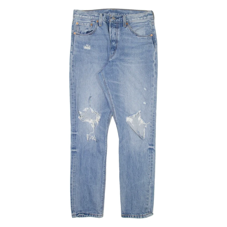 LEVI'S 501S Jeans Distressed Womens Blue Skinny Straight W29 L30