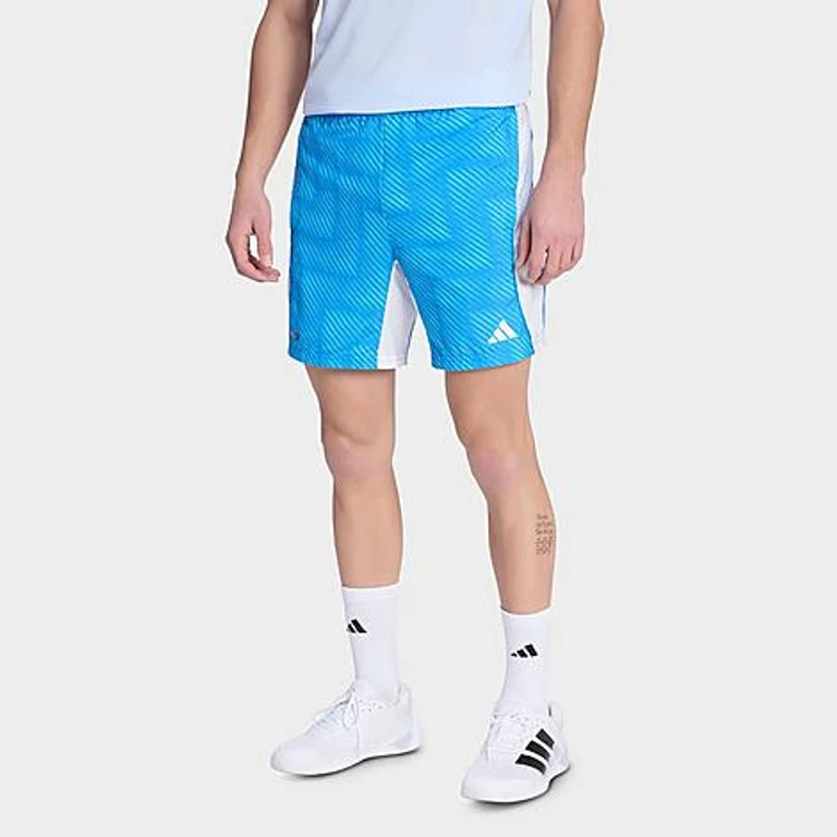 adidas Men's Tech Intensity Allover Print Training Shorts in Ray Blue/White/Black Size: S 5