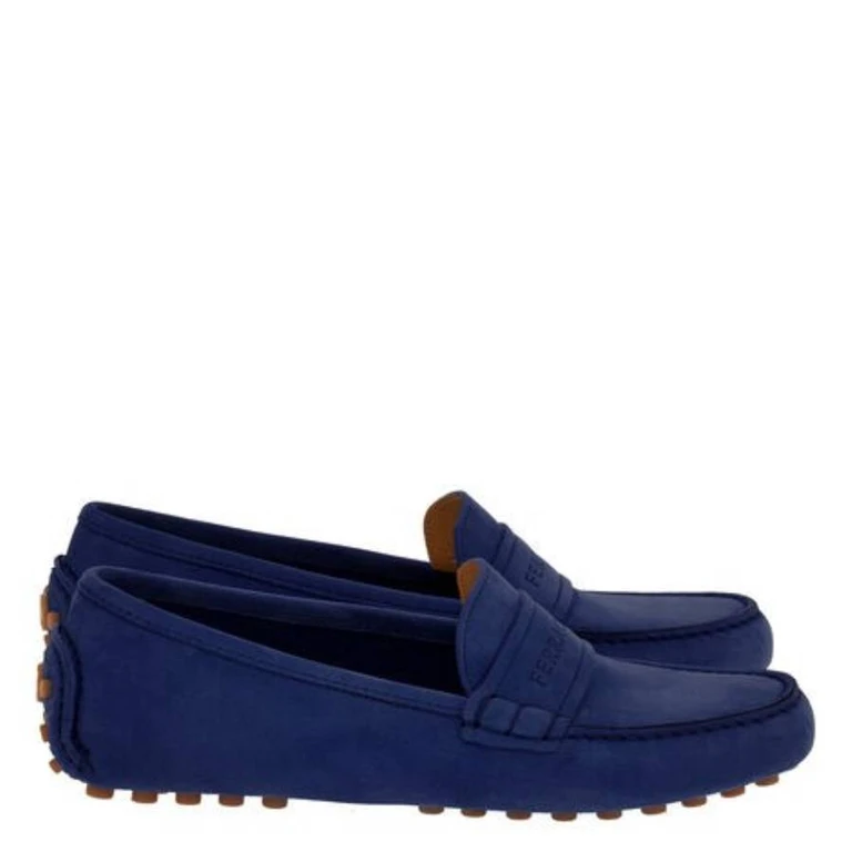 Ferragamo Iside Driver Moccasins with Logo, Size 7 C