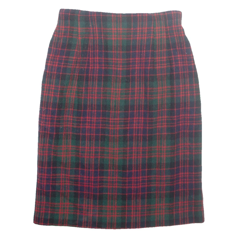 NORTON MCNAUGHTON Womens Pencil Skirt Green Midi Wool Check UK 10