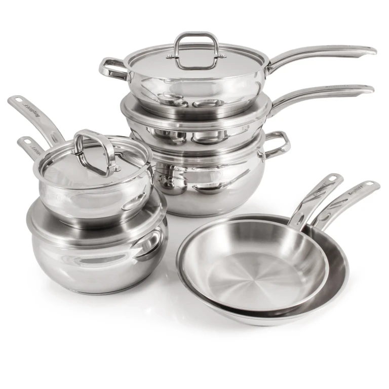 Belly Shape 12pc 18/10 Stainless Steel Cookware Set, SS Lids
