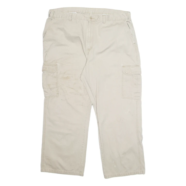 DICKIES Chino Cargo Mens Trousers Cream Regular Straight W40 L30