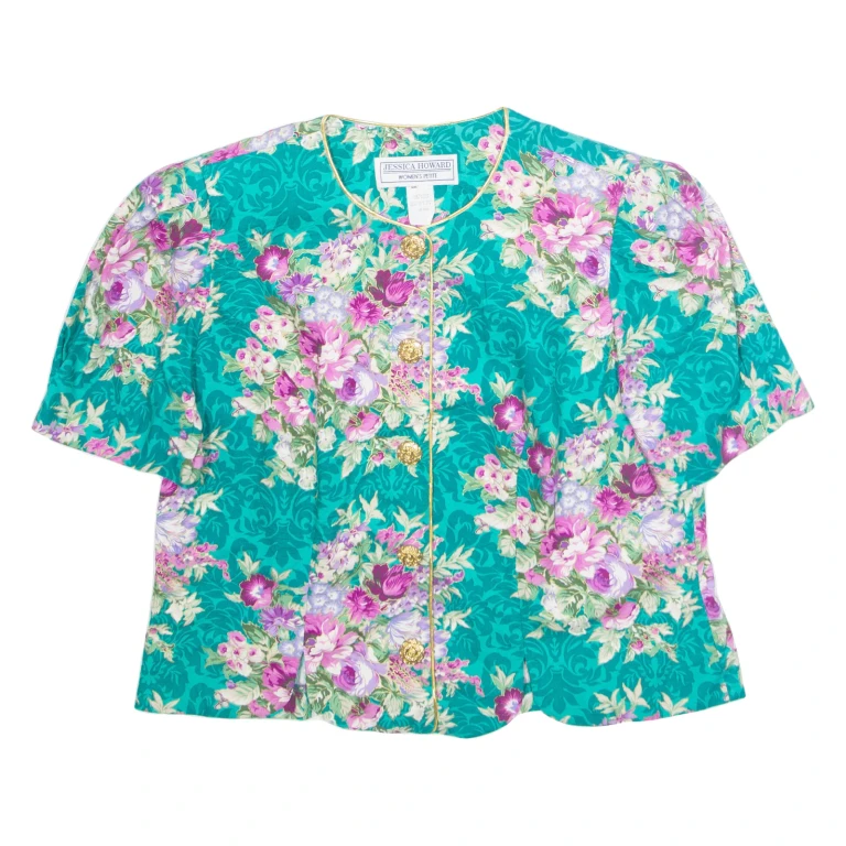 JESSICA HOWARD Womens Printed Shirt Green Floral M