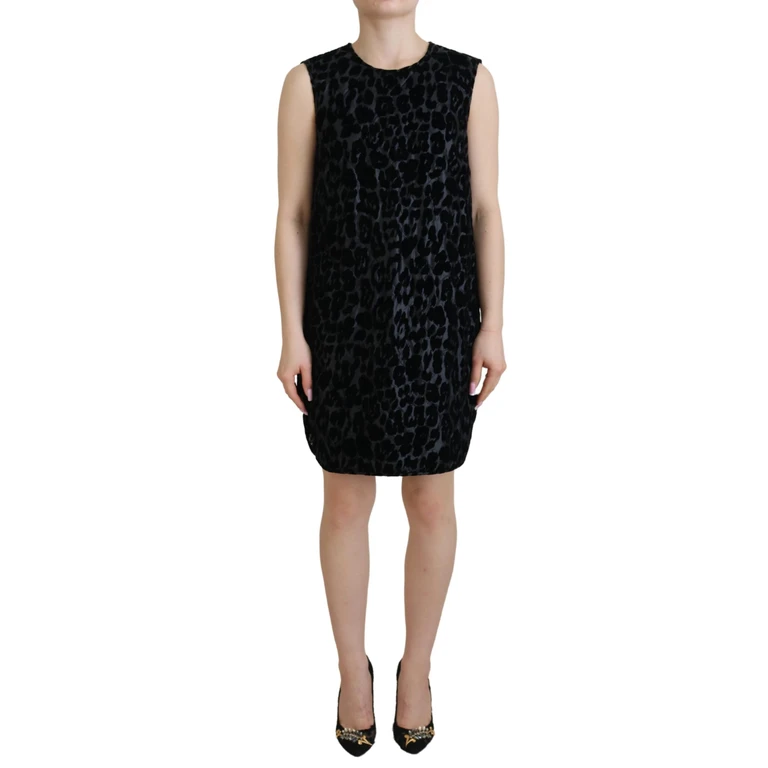 Dolce & Gabbana Black Leopard Shift Mini Polyester Dress - Women
