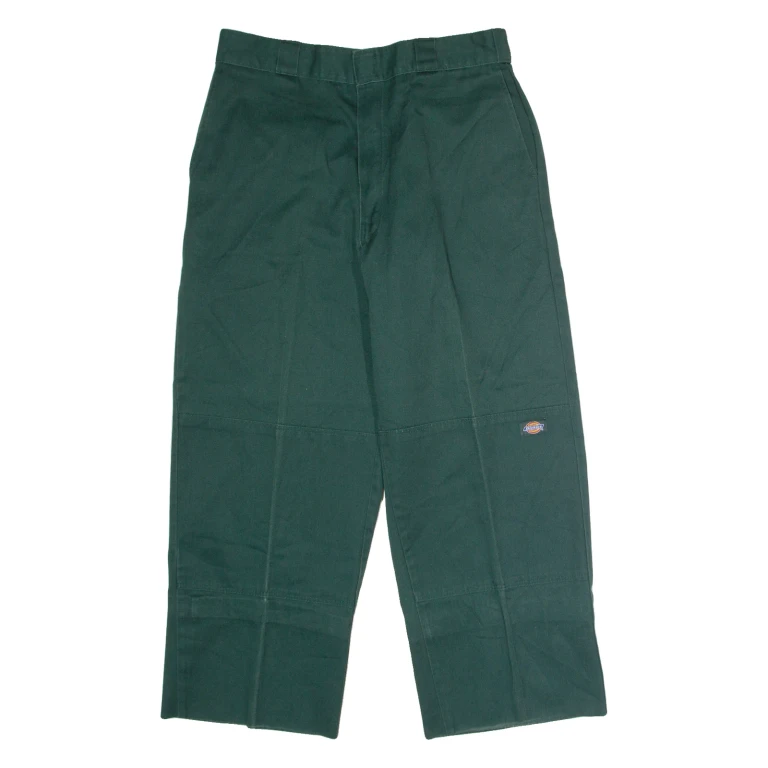 DICKIES Workwear Mens Twill Trousers Green Loose Straight W32 L27