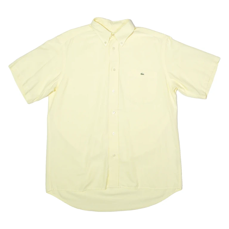 IZOD LACOSTE Mens Plain Shirt Yellow 90s L