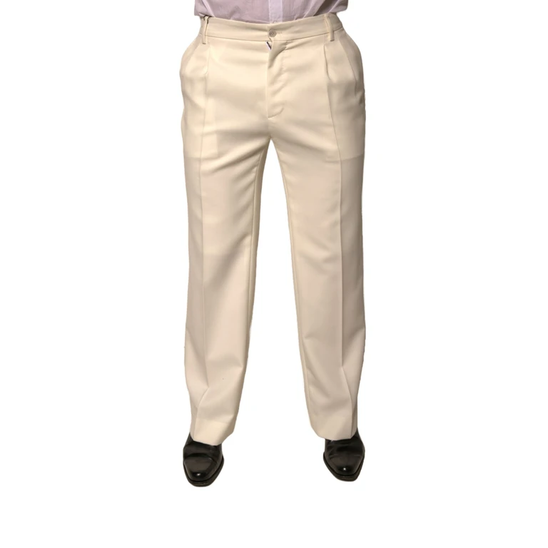 Dolce & Gabbana Off White Straight Dress Pants Polyester Wool - Men