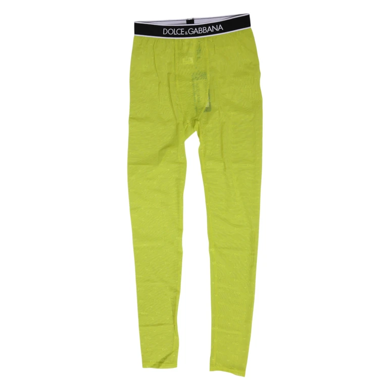 Dolce & Gabbana Neon Green Nylon Logo Lace Leggings Pants Underwear Elastane - Women