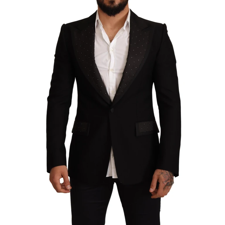 Dolce & Gabbana Black Wool Slim Fit Coat Blazer Jacket Clothing - Men