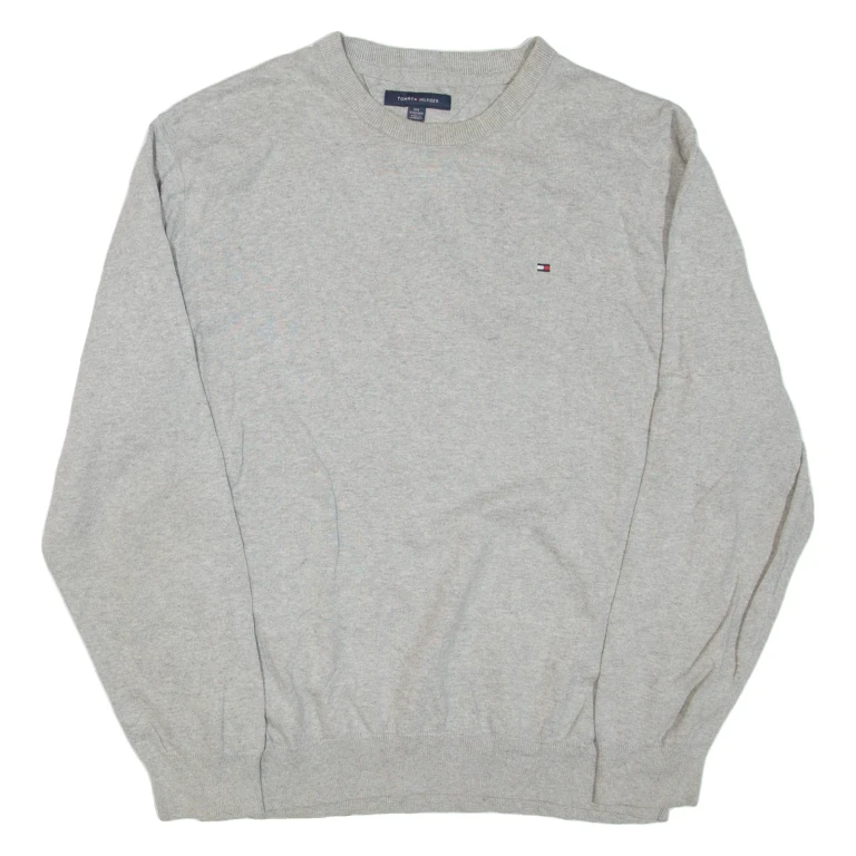 TOMMY HILFIGER Mens Jumper Grey Tight Knit 2XL
