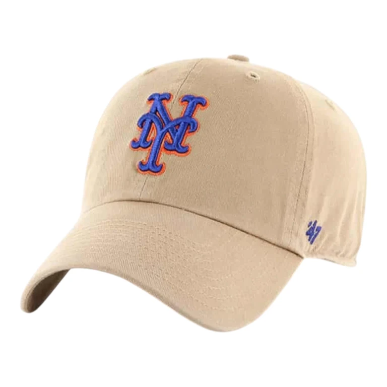 Clean Up New York Mets Strapback Hat - Khaki Adjustable Cap
