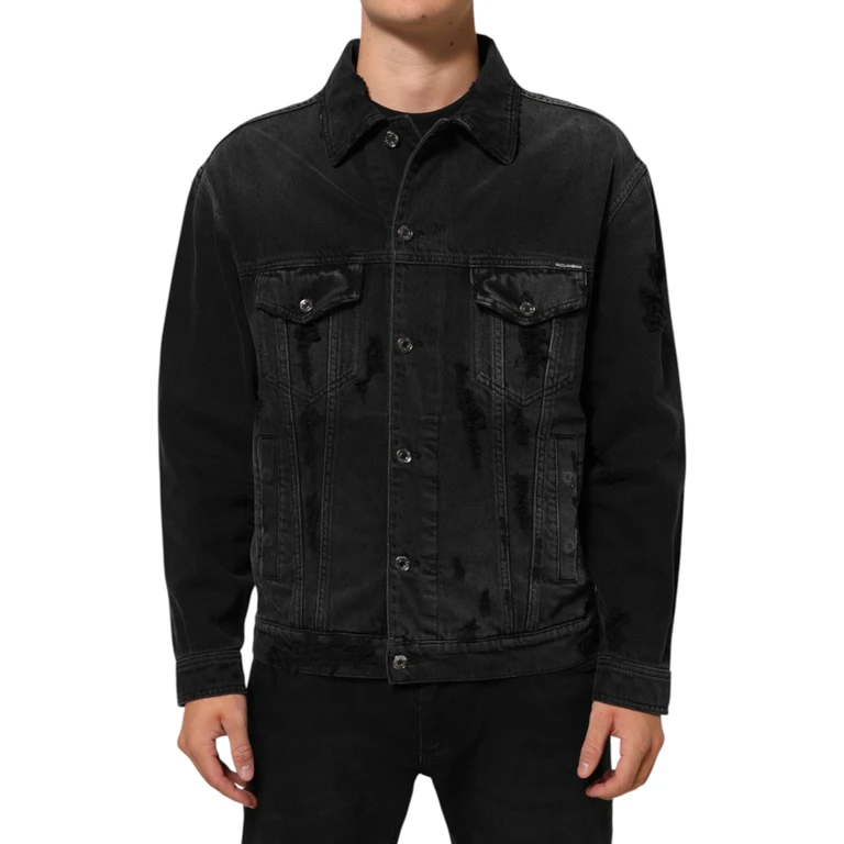 Black Cotton Stretch Denim Blouson Jacket Co+02 Clothing - Men
