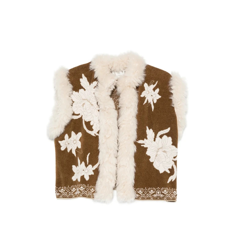 Floral-intarsia Shearling-trim Jacket