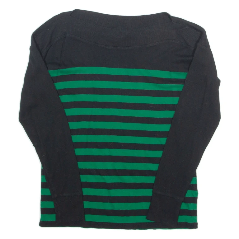LAUREN RALPH LAUREN Womens Printed Top Green Long Sleeve Striped L