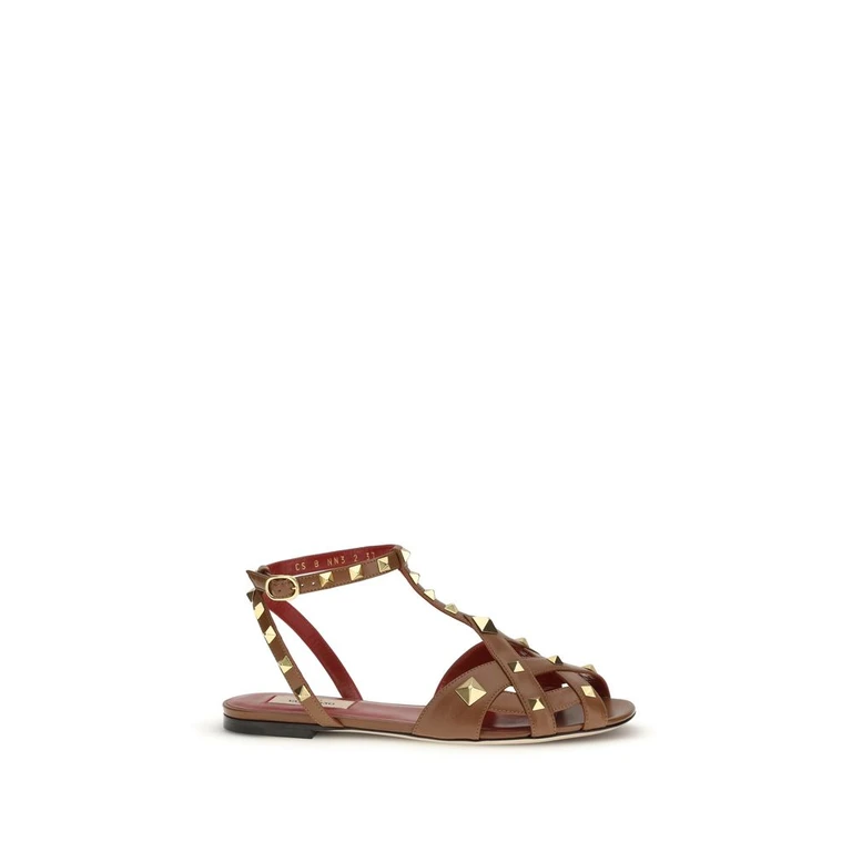 Valentino Garavani Brown Goatskin Strap-On Sandals - Women