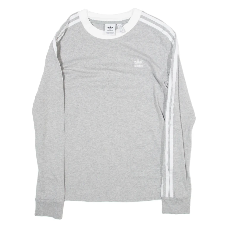 ADIDAS Womens T-Shirt Grey Long Sleeve UK 10