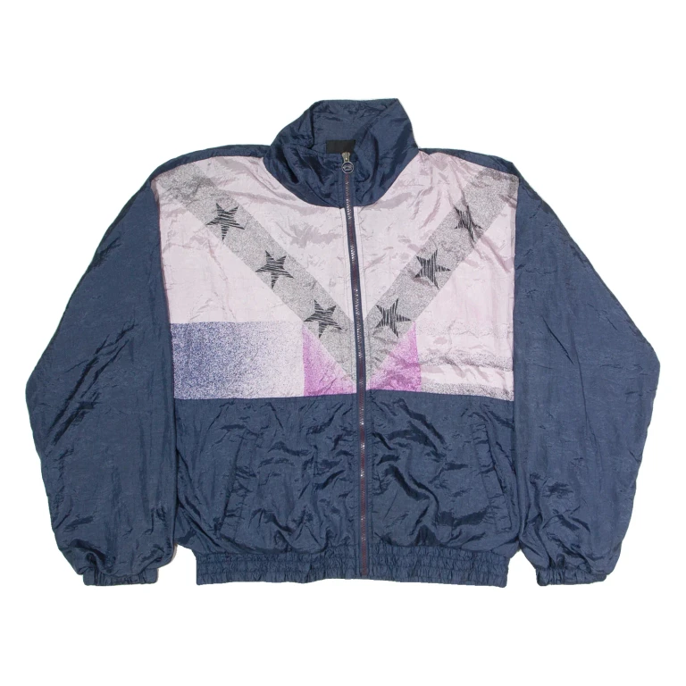 ATHLETIC WORKS Womens Shell Jacket Blue Nylon 90s Colourblock M