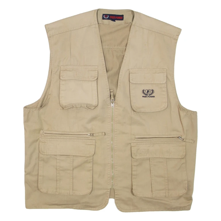 FRED POWER Utility Mens Gilet Beige L