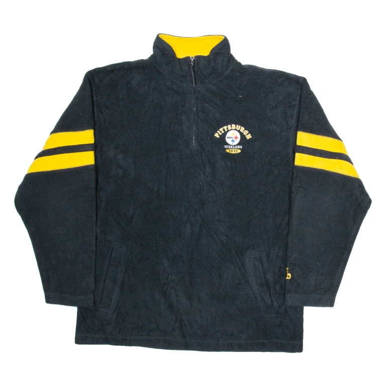 NFL Pittsburgh Steelers Mens Jumper Black 1/4 Zip Tight Knit L