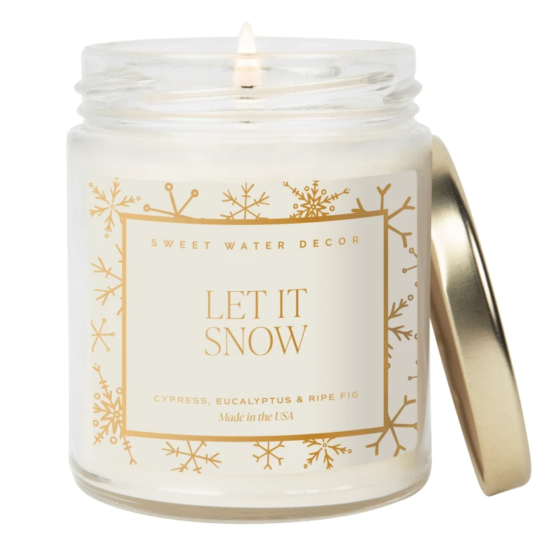 Let It Snow Soy Candle - Patterned 9 oz Clear Jar