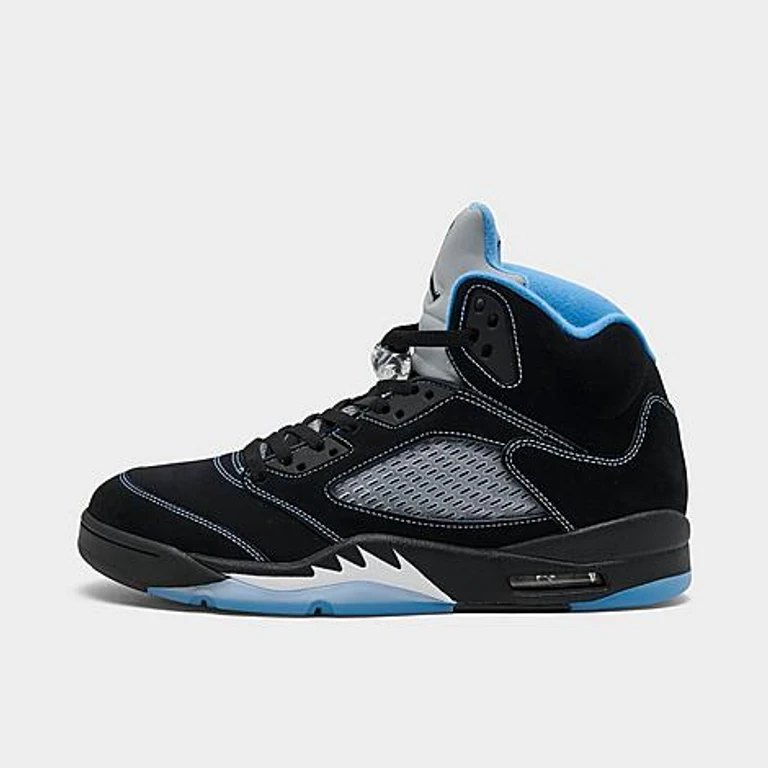 Men's Air Retro 5 Basketball Shoes in Black/University Blue/White Size: 7.5