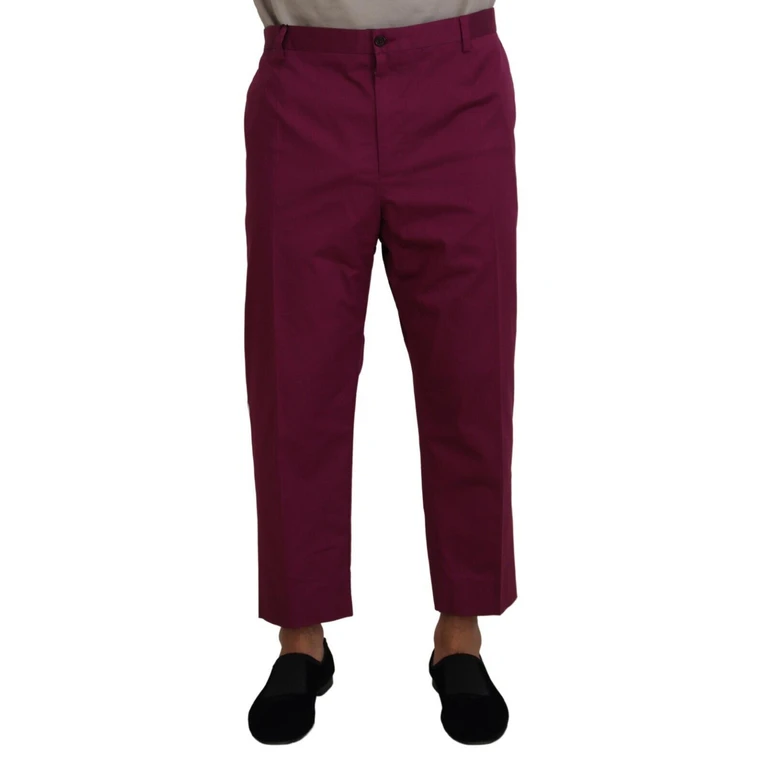 Dolce & Gabbana Magenta Cotton Dg Logo Pocket Trouser Pants Pink Elastane - Men