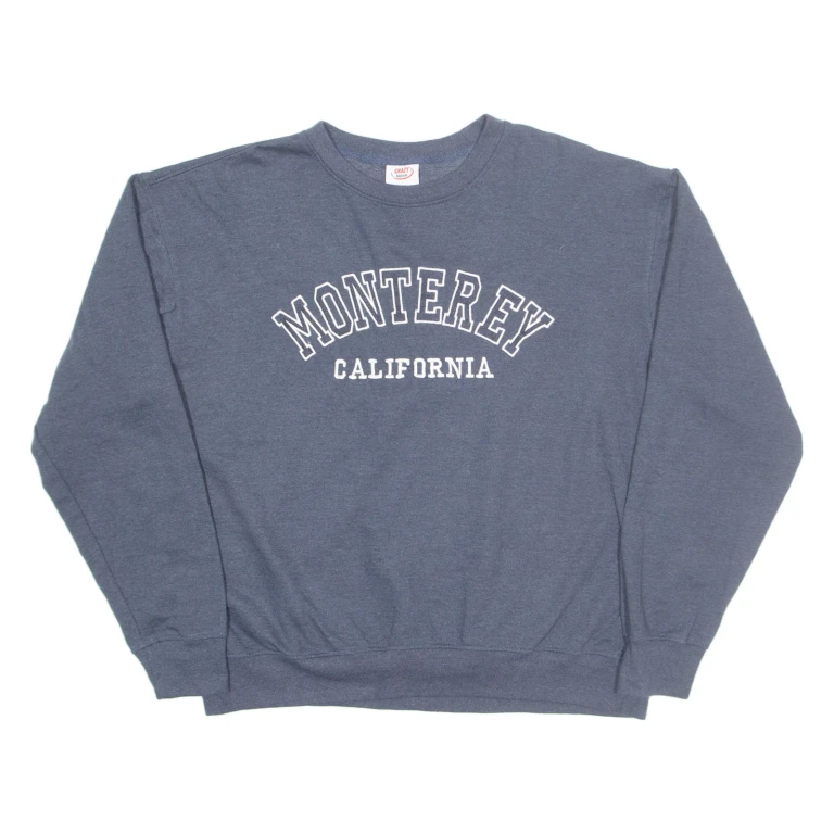 CRAZY APPAREL Monterey California Mens Sweatshirt Blue USA L