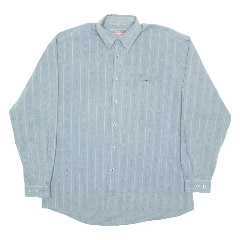 GOLDRESS Mens Shirt Grey Striped Long Sleeve L