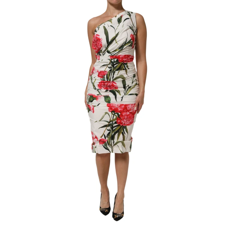 White Floral One Shoulder Sheath Dress Co+03 - Women