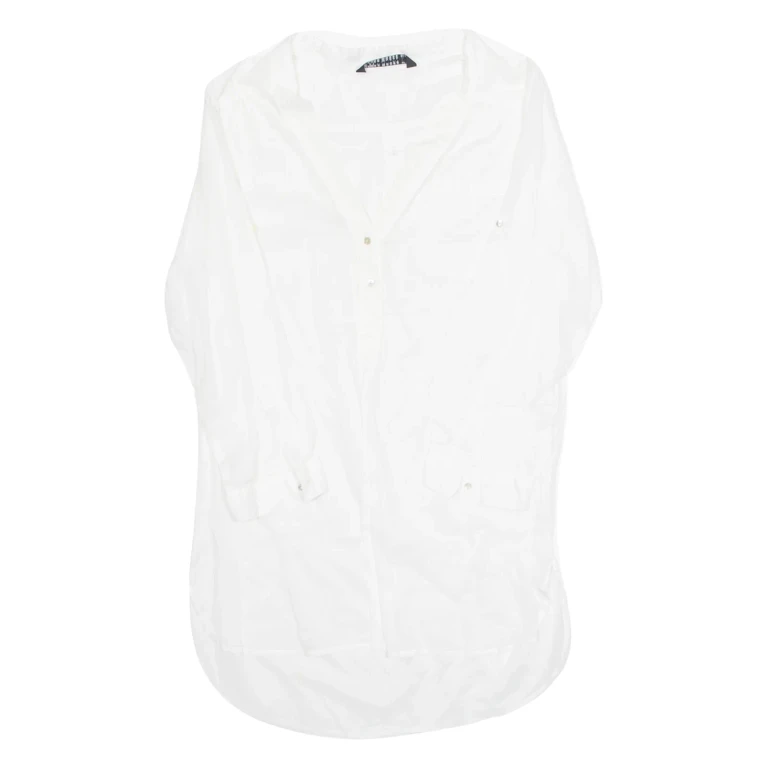 ZARA Seim Sheer Womens Shirt Dress White Long Sleeve Hi-Low S