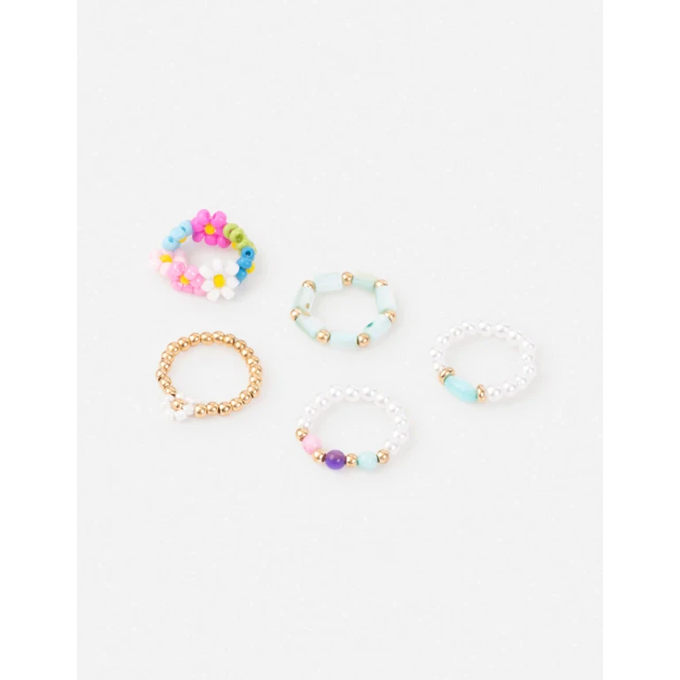 Pastel Beaded Ring Set