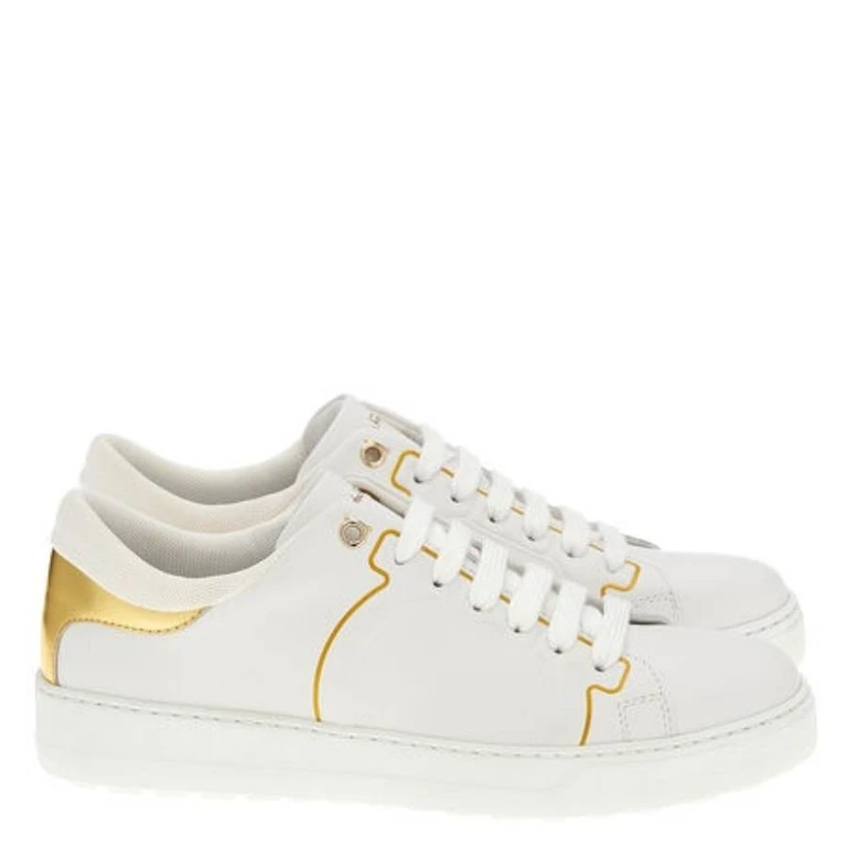 White Leather Low-Top Sneakers, Size 7 C